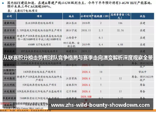 从联赛积分榜走势看球队竞争格局与赛季走向演变解析深度观察全景