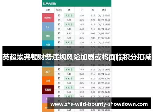 英超埃弗顿财务违规风险加剧或将面临积分扣减